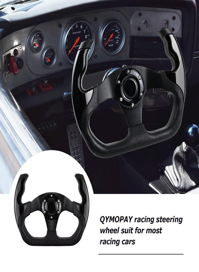 QYMOPAY Universal Racing Steering Wheel, 6 Bolt Anti-Slip Leather and Aluminum Gaming Steering Wheel with Horn Button for Racing/Car Sim Driving/JDM Sports - Image 5